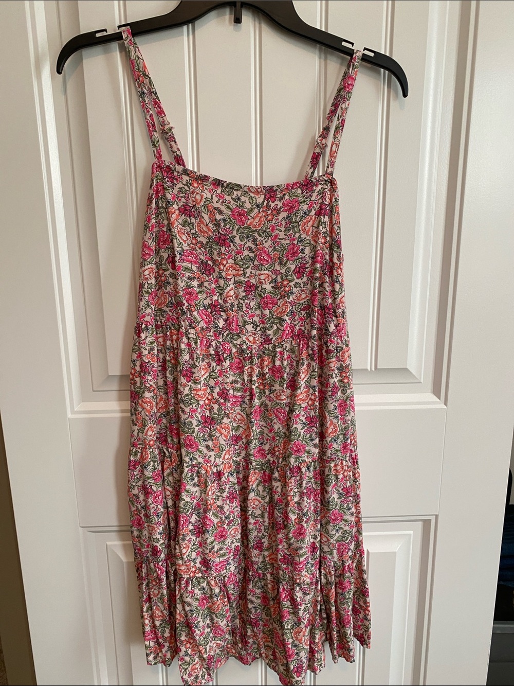 Old Navy Pink Floral Mini Dress with Green Accents